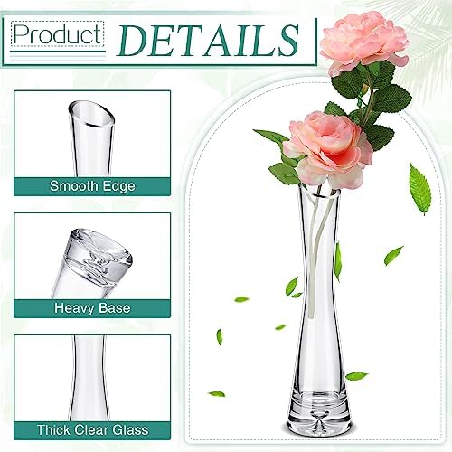 Lallisa 6 Pcs Glass Bud Vases for Centerpieces Maria Modern Clear Small Skinny Decorative Single Flower Bud Vase for Wedding Party Event Home Office Decoration(7.87 Inch,Transparent Color) - Image 3
