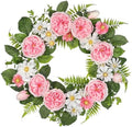 Spring Summer Wreath for Front Door with Large Roses, Daisies for All Seasons Indoor Outdoor Use, 24" Silk Floral Wreath Spring Summer Decorations for Home, Porch, Wall, Farmhouse, Wedding Decor by VillaComo