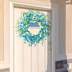 Hotop 2 Pcs Spring Summer Door Wreath for Front Door 22'' Artificial Blue Daisy Flower Wreaths with White Floral Green Leaves for Indoor Outdoor Home Wedding Farmhouse Window Decor - Image 6