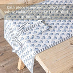 Over&Back 18x90 Hand-Blocked Printed Cotton Table Runner - Washable Table Runners for a Custom Home Decor Tablescape - Perfect for Coffee Table, Dinner Table, Living Room, and More - Blue Flower - Image 3