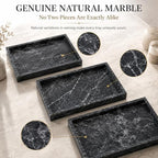 Natural Marble Decorative Tray, 11.8"x7.87" Solid Stone Serving Tray with Raised Border, Versatile Rectangle Organizer for Entryway Key, Coffee Table, Nightstand, Jewelry & Home Accent (Black) - Image 2