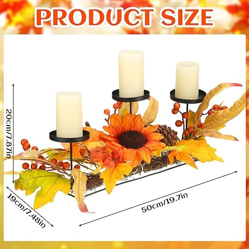 Yaomiao Thanksgiving Fall Table Centerpiece Candle Holders Metal Rustic - Image 2