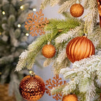 50PCS Christmas Tree Ornaments Set with Shatterproof Christmas Balls Icicle Snowflake Hanging Ornaments for Home Office Farmhouse Decorations, Orange - Image 5