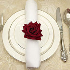 60 PCS Red Rose Shape Towel Buckle Napkin Ring Wedding Valentine's Day Hotel Table Decor Metal Gold Napkin Holder - Image 2