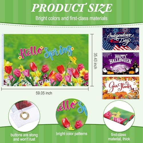 SmoothNovelty 12 Pcs Seasonal Garden Flags for Outside, 3 x 5 ft, Classic - Image 2