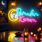 Ramadan Decorations for Home, Ramadan Lights LED Neon Sign, Islamic Wall Decor Hanging Acrylic Light Up Moon Star, Ramadan Kareem Wall Art for Room Door Window Eid Party Supplies Gift - Image 4