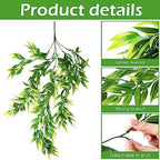 Hoteam 12 Pcs Artificial Hanging Greenery Plants, Bamboo Leaf - Image 3