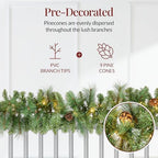 Best Choice Products 9ft Pre-Lit Christmas Garland Holiday Décor for Stairs, Mantel, w/Pine Cones, 2-in-1 White & Multi LED Lights - Image 6