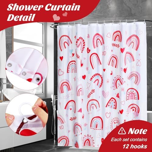 Remerry 3 Pcs Easter Shower Curtain for Bathroom Decor with Hooks St Patrick's Day Valentine's Day Holiday Shower Curtains Set,71 x 71 Inch,Waterproof Fabric Bathtub Bathroom Decor(Rainbow Style) - Image 4