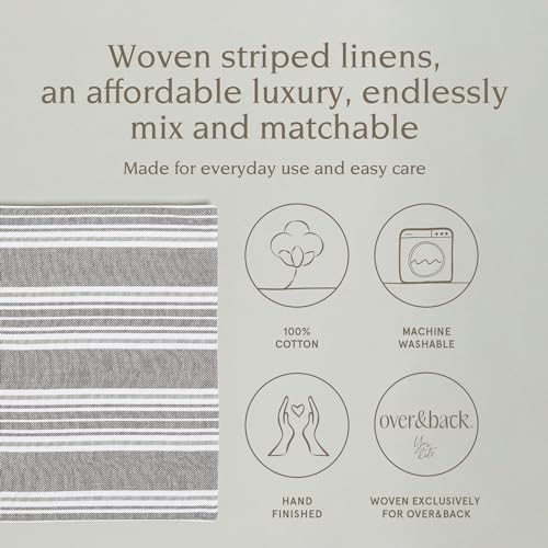 Over&Back Set of 4 Woven Placemats - Colorful Dining Table Mat - 100% Cotton - Machine Washable - Kitchen and Home Decor - Grey - 14" L X 20" W - Image 2