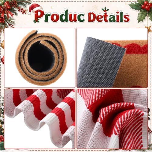 2pcs Christmas Welcome Mat for Front Door Layered Buffalo Plaid Outdoor Rug - Image 3