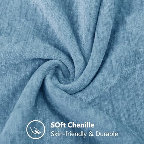 decorUhome Soft Chenille Grey Blue Throw Pillow Covers 24X24 Set of 2 - Image 4