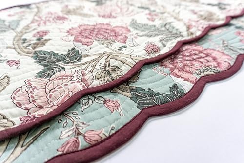 Burgundy Teal - Bloom Collection Luxury Handcrafted Runner (Reversible) Cotton Quilted Fabric Machine Washable – Elegant Home Decor – 14 x 72 inches - Image 3