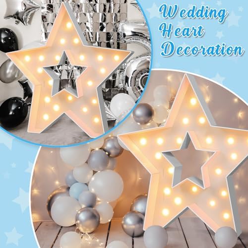 Maxcheck 4FT Marquee Large Light up Decoration, Balloon Frame with Bulb Light String Foam Marquee Signs for Valentine's Eid Birthday Engagement Baby Shower Party Decorations(Star) - Image 4