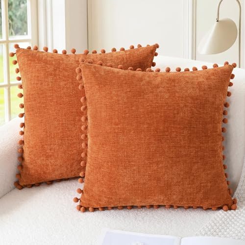 CaliTime Fall Decorative Throw Pillow Covers 22 X 22 Inches Burnt Orange by CaliTime