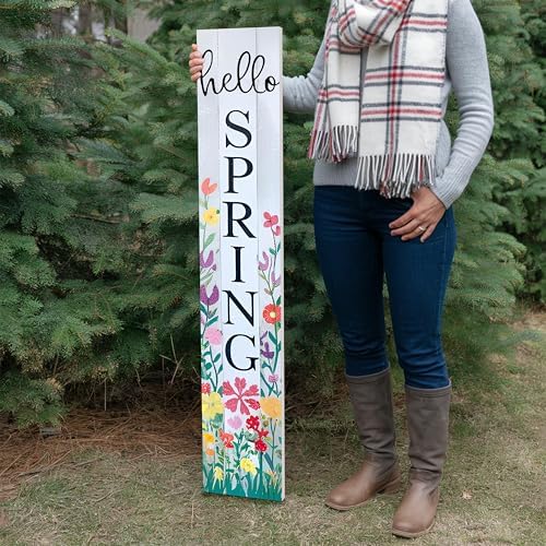8"x48" Spring Welcome Sign for Front Porch, Hello Spring Porch Sign for Front Door Durable PVC Welcome Home Decorations for Outdoors p (Design 9) - Image 6