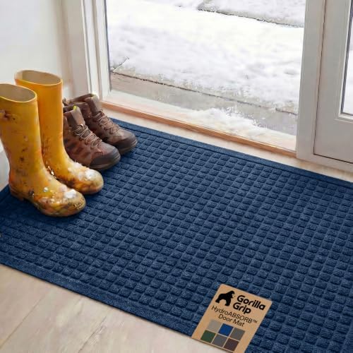 GORILLA GRIP® HydroABSORB Door Mat for Indoor Outdoor Use, 47x35 Blue by GorillaGrip