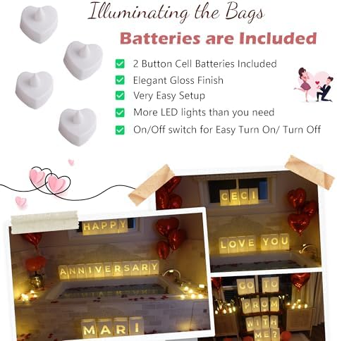 Will You Marry Me? Luminary Bags with LED Tea Light Candles, Balloons, and Rose Petals – Romantic Decorations for Proposals, Anniversaries, and Special Moments - Image 5
