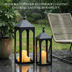 24" & 17" Large Outdoor Floor Lantern, Set of 2 Fall Porch Decor - Image 4