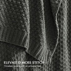 EVERGRACEHOME Chunky Chenille Knit Throw Blanket, 108x92, Charcoal Gray - Image 4