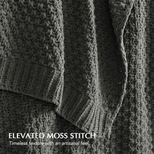 EVERGRACEHOME Chunky Chenille Knit Throw Blanket, 108x92, Charcoal Gray - Image 4