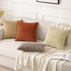 MIULEE Pack of 2 Corduroy Decorative Throw Pillow Covers 24x24 Inch Soft Boho Striped Pillow Covers Modern Farmhouse Home Decor for Sofa Living Room Couch Bed Khaki - Image 4