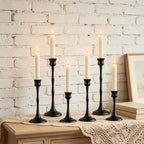 Vintage Metal Candlestick Holders, Set of 6 Black Candle Holders for Candlesticks Antique Taper Candle Stand Candle Sticks Holder for Housewarming Wedding Mantelpiece Table Centerpiece Decor - Image 2