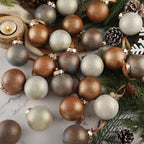 24 Pcs Neutral Christmas Ornament 2.36'' Textured Tree Decor,Earthy - Image 2