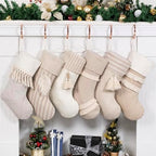 GEX Christmas Stockings 6 Pack for Family 20" Large Rustic Farmhouse Country Xmas Stockings with Tassels Hanging Ornament Decorations for Fireplace Xmas Season (Beige, Set of 6) - Image 2