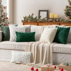 MIULEE Christmas Cream White Throw Pillow Covers Snowflakes Decorative 26×26 Inch Faux Wool Winter Festival Couch Pillow Covers Set of 2 Farmhouse Holiday Home Decors for Sofa Livingroom Bed - Image 5