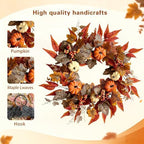 22-24 Inch Fall Wreaths for Front Door, Artificial Autumn Leaf Wreath Decor - Image 5