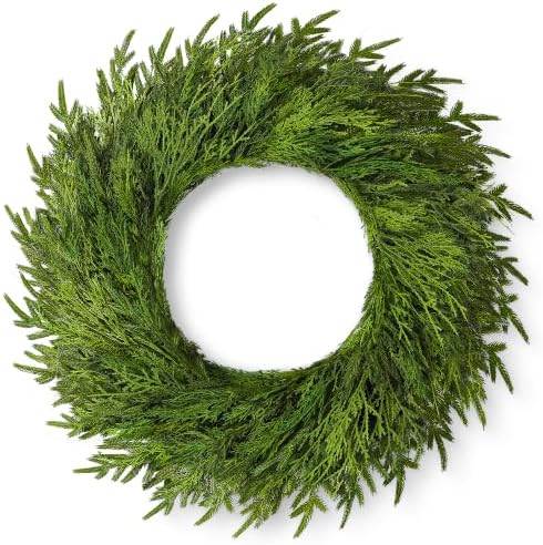 32" Large Cedar Norfolk Pine Wreath for Front Door, Faux Christmas Wreath by MISSIROSE