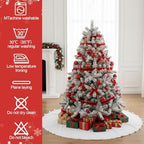 Libima Large White Faux Fur Christmas Tree Skirt with Pom Poms,72 Inch - Image 3