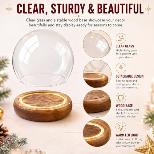 Funtery 10 Pcs 3.94 Inch Christmas Glass Display Dome Cloche Glass Globe - Image 3