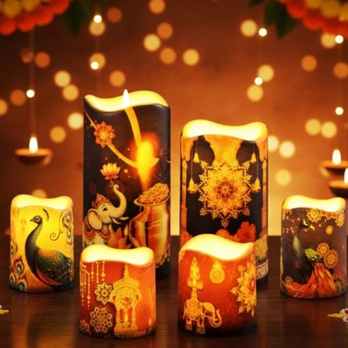 Baquler 6 Pack Diwali Decorations for Home Diwali Candle Lights by Baquler