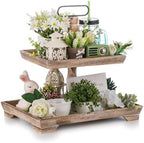Hanobe 2 Tiered Decorative Tray Stand for Coastal Coffee Table Decor by Hanobe