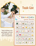 Swooflia Ramadan Countdown Calendar for Kids - 2026 EID Advent Days Empty Pockets with Good Deeds List for Islamic Muslim Mosque Mubarak Home Decorations Gifts Decor for Home Wall زينة رمضان - Image 3