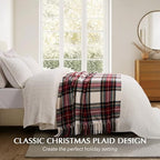 EverGrace Chenille Christmas Throw Blanket, 50"x60", White Stewart Plaid - Image 2