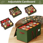 Large Christmas Ornament Storage Box, Dual Zippers, Stackable Christmas Storage Container with Lid, 6 Trays, 600D Oxford, Fits 54-4”, Green - Image 5