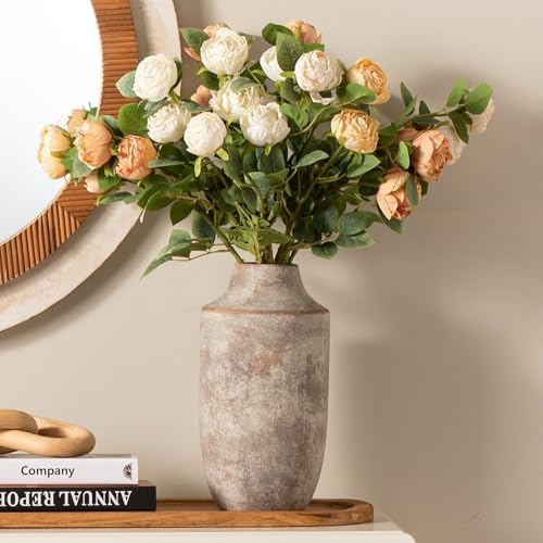 Mitt&Ditt Ceramic Flower Vase, 12.5 inch Tall Off-White Vase, Large Decorative Terracotta Vases, Farmhouse Rustic Pottery Vases for Home Decor, Living Room, Table - Image 5