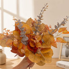 lovemoon 130 Pcs Fall Mixed Greenery Artificial Eucalyptus Stems, Orange - Image 2