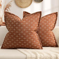 ZWJD Fall Throw Pillow Covers 26x26 Set of 2 Soft Polyester Textured Rust Pillow Covers with Stylish Flange Edge Cozy Farmhouse Throw Pillows for Couch Bed Sofa Living Room Fall Decor by ZWJD