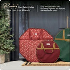 Covermates Deluxe Wreath Storage Bag, 36" Diameter x 8" H, Red Snowflake - Image 2