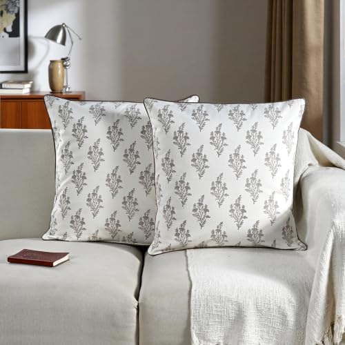 Ridhi Block Print Quiet Earth Cotton Pillow Cover 20" x 20" (Set of 2) - Image 4