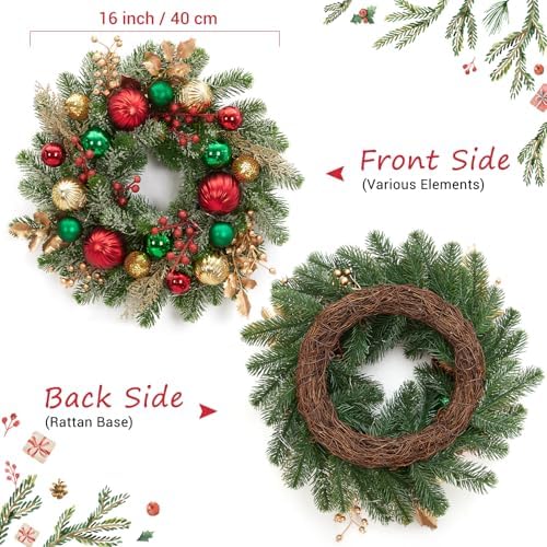 Garvee 16" Prelit Small Christmas Wreath with Timer for Front Door - Image 5