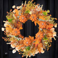 24 Inch Orange Fall Wreath, Woven Pumpkin Artificial Autumn Wreath with Maple Leaves, Eucalyptus, Berries and Grapevine Base for Front Door, Thanksgiving, Farmhouse Decor by Unknown