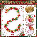Thiccywoov 6 ft Christmas Ball Garland Ornament with Bows Decorations - Image 2