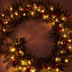9FT Red Gold Christmas Garland Prelit with Battery Operated 50 LED Lights,Holiday Decoration Stairs Mantle Door Indoor Outdoor - Image 5