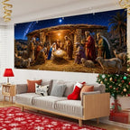 Holy Nativity Scene Christmas Garage Door Banner 7x16 FT, Large 2-Car Manger Birth of Jesus Outdoor Wall Mural Backdrop, Religious Three Wise Men Star of Bethlehem Holiday Hanging Cover Sign Decor - Image 6