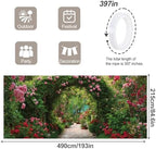 7 * 16FT Summer Garage Door Cover Decorations Sunset Palm Trees Garage Door Banner for Outdoor Indoor Summer Party Photography Backdrop (flower arch, 7 * 16 ft) - Image 2